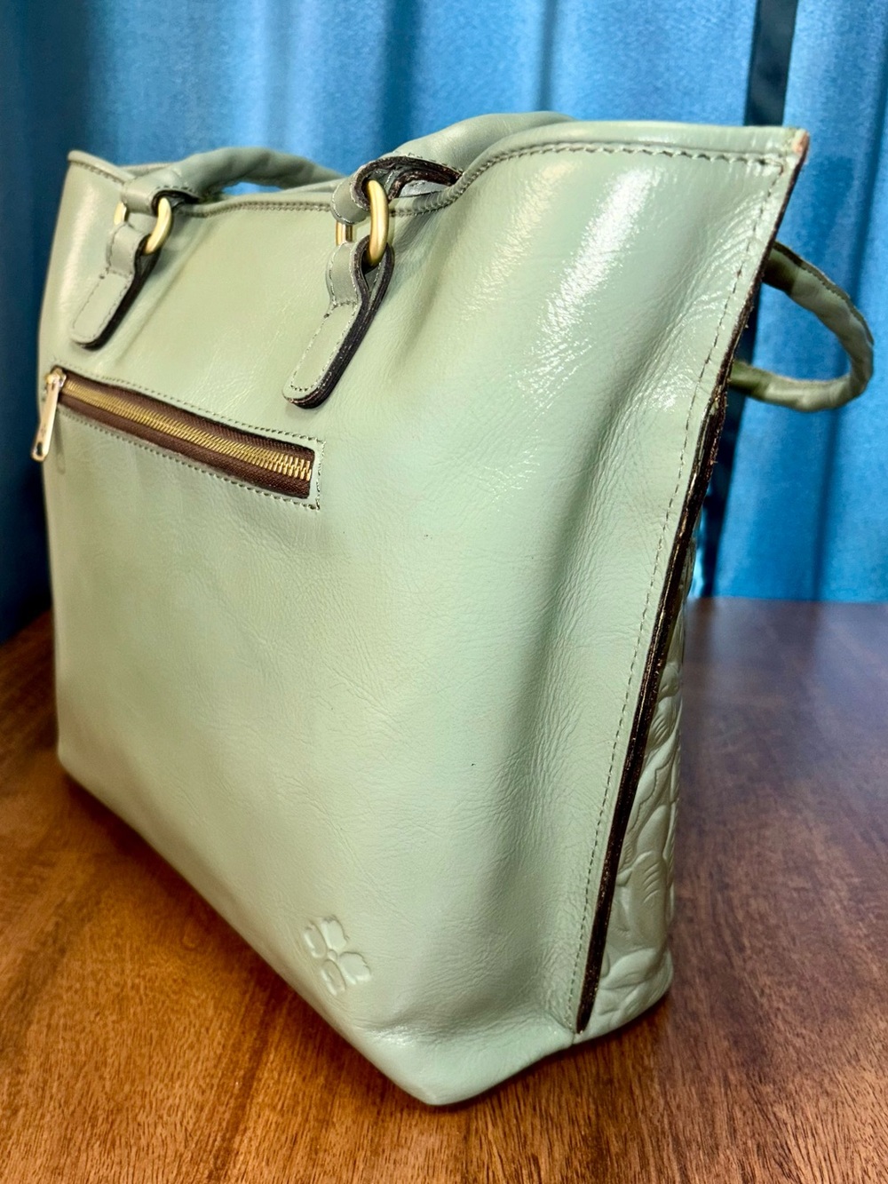 Patricia Nash GUC Adeline Tote Bag - Light Sage Green - Floral Tooled Leather - Picture 13 of 14